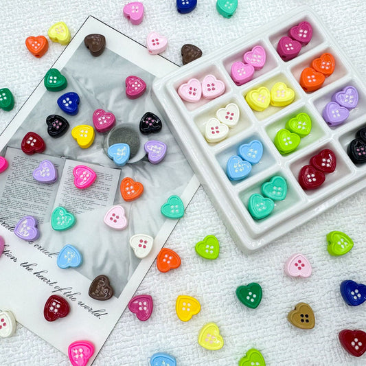 TT0585-50 Pieces Mixed colorful heart-shaped button beads . Fit for bead pens