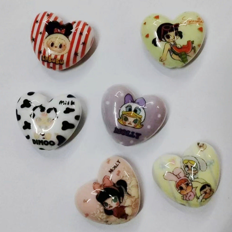 TT0610-20 Pieces Mixed acrylic printed beads  . Fit for bead pens