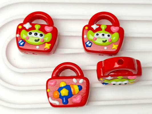 TT0594-10 Pieces Red three-eyed bag with hand-painted beads , Fit for pens