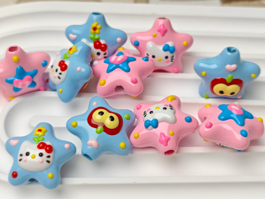 TT0595-10 Pieces Mixed star HK hand-painted beads , Fit for pens