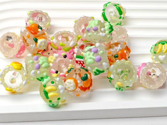 TT0596-10 Pieces Mixed fruit series hand-painted beads , Fit for pens