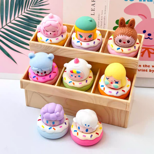 TT0599-8 Pieces Mixed doughnut Pop Mart ornaments