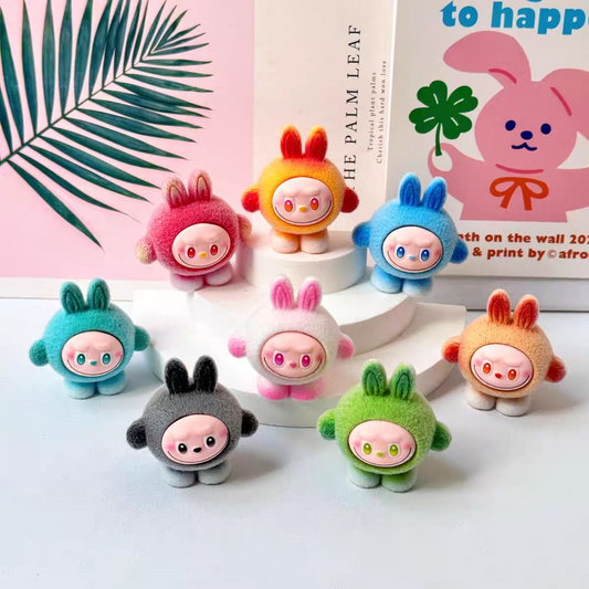 TT0609-8 Pieces Mixed flocking labubu ornaments